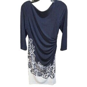 LAUREN RALPH LAUREN NWT Sz 6 Navy Floral L/S Boatneck Career Office Midi Dress